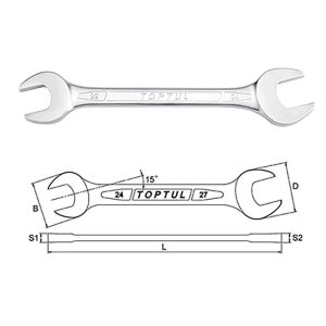 Double Open End Wrench 17x19mm Metric - Satin