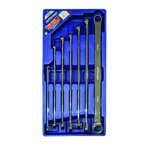 Extra Long 7 Piece Double Ring Fixed/Ratchet End Spanner Set